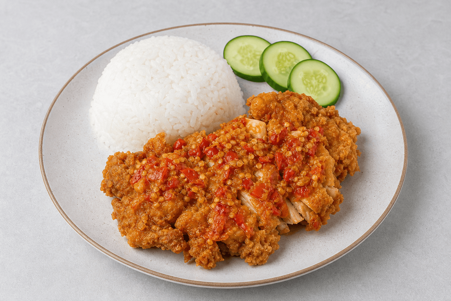 Photorealistic Ayam geprek menu-main p04 food image by VDAMO