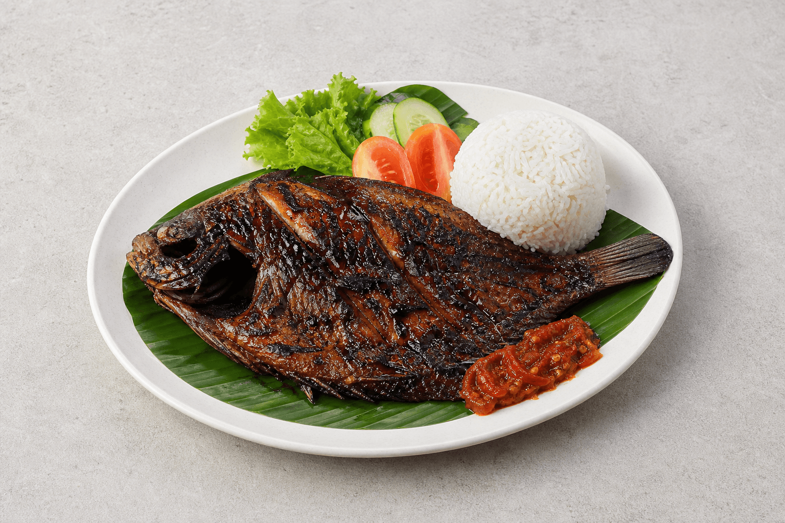 VDAMO Speisebild: Indonesischer gegrillter Fisch 029 P03
