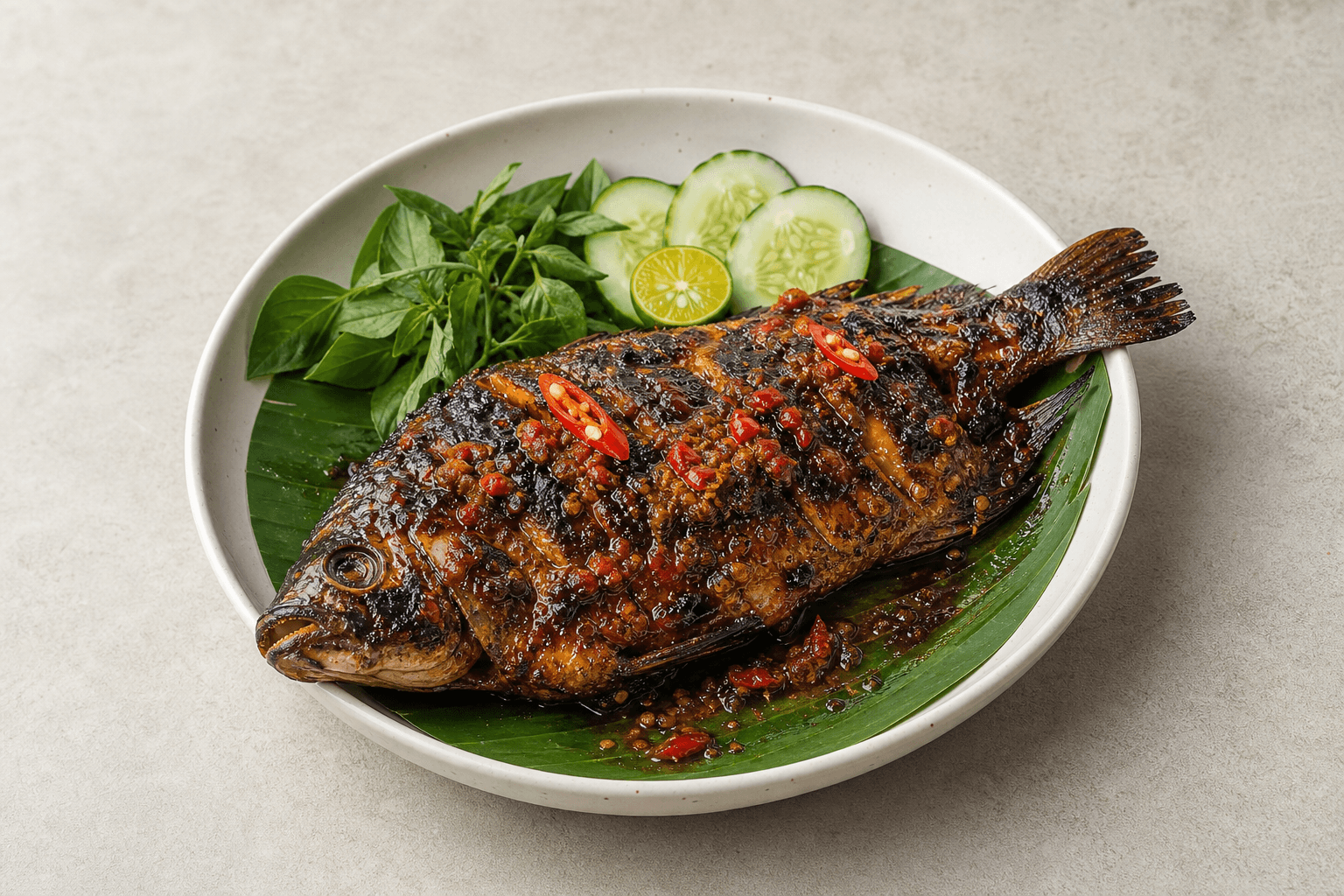 Photorealistic Ikan bakar style 173 P04 food image by VDAMO