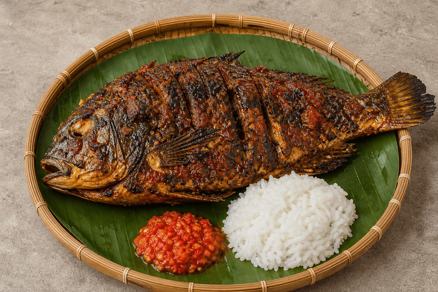 Photorealistic Ikan bakar style 173 P10 food image by VDAMO