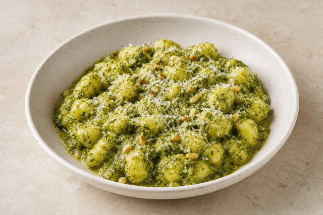 Photorealistic Gnocchi with pesto menu-main p04 food image by VDAMO