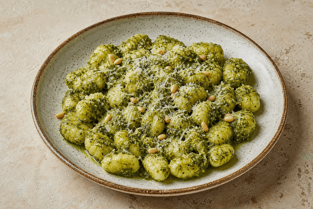 Photorealistic Gnocchi with pesto menu-main p05 food image by VDAMO