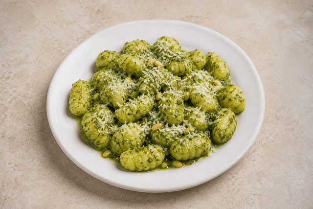 Photorealistic Gnocchi with pesto menu-main p09 food image by VDAMO