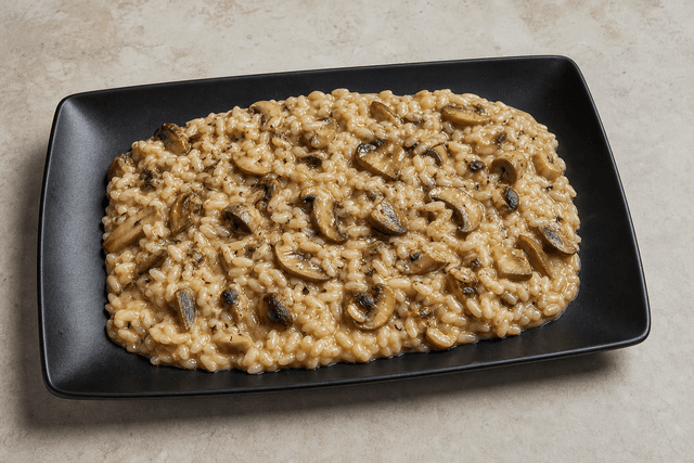 Photorealistic Mushroom risotto menu-main p02 food image by VDAMO
