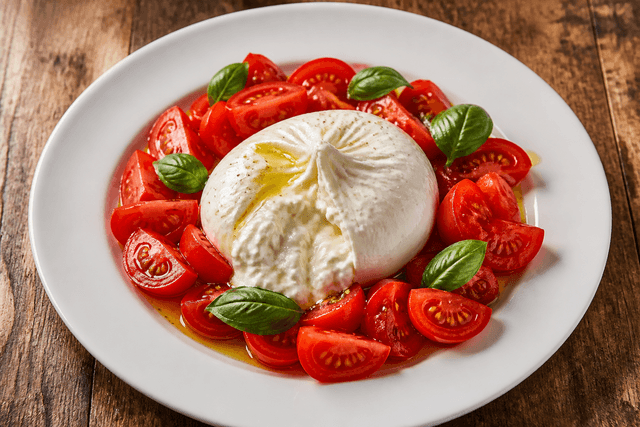 Photorealistic Burrata salad menu-main food image by VDAMO