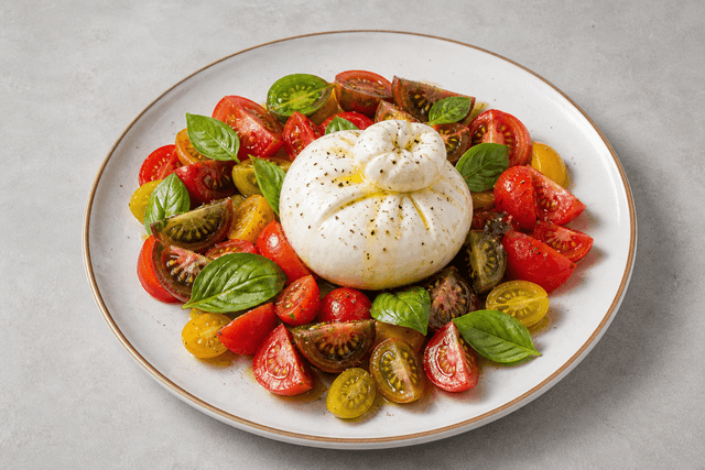 Photorealistic Burrata salad menu-main p03 food image by VDAMO