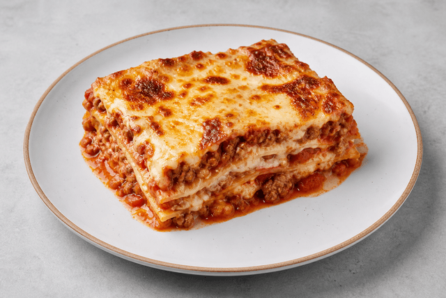 Photorealistic Lasagna al forno menu-main p05 food image by VDAMO