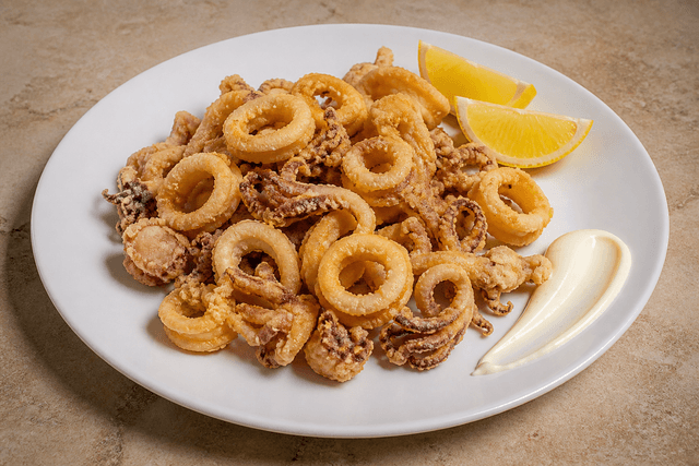 Photorealistic Fried calamari menu-main p01 food image by VDAMO