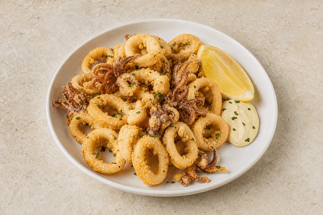 Photorealistic Fried calamari menu-main p04 food image by VDAMO