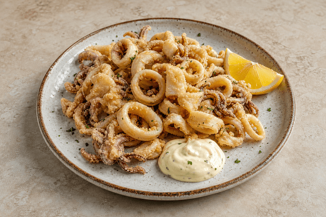 Photorealistic Fried calamari menu-main p05 food image by VDAMO
