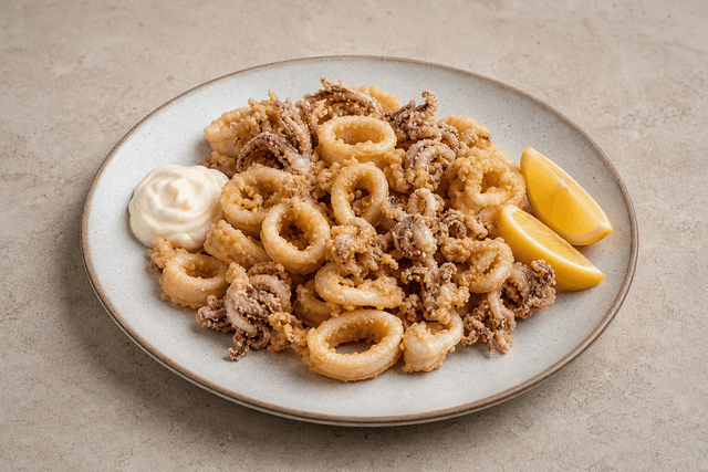 Photorealistic Fried calamari menu-main p07 food image by VDAMO