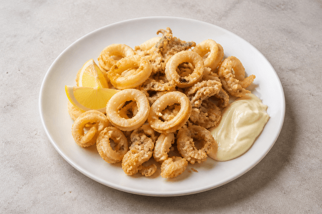 Photorealistic Fried calamari menu-main p09 food image by VDAMO