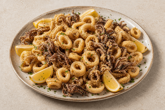 Photorealistic Fried calamari menu-main p10 food image by VDAMO