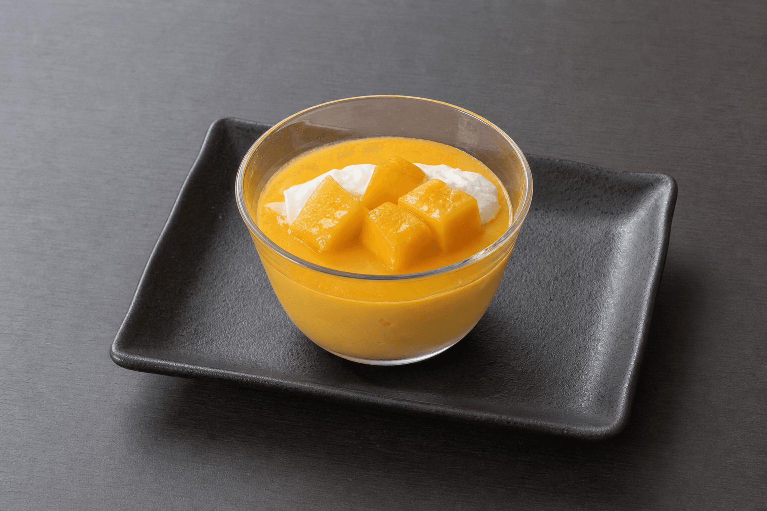 Photorealistic JP Mango pudding cup dessert menu-main p02 food image by VDAMO