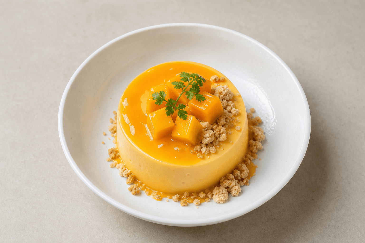 Photorealistic JP Mango pudding cup dessert menu-main p04 food image by VDAMO