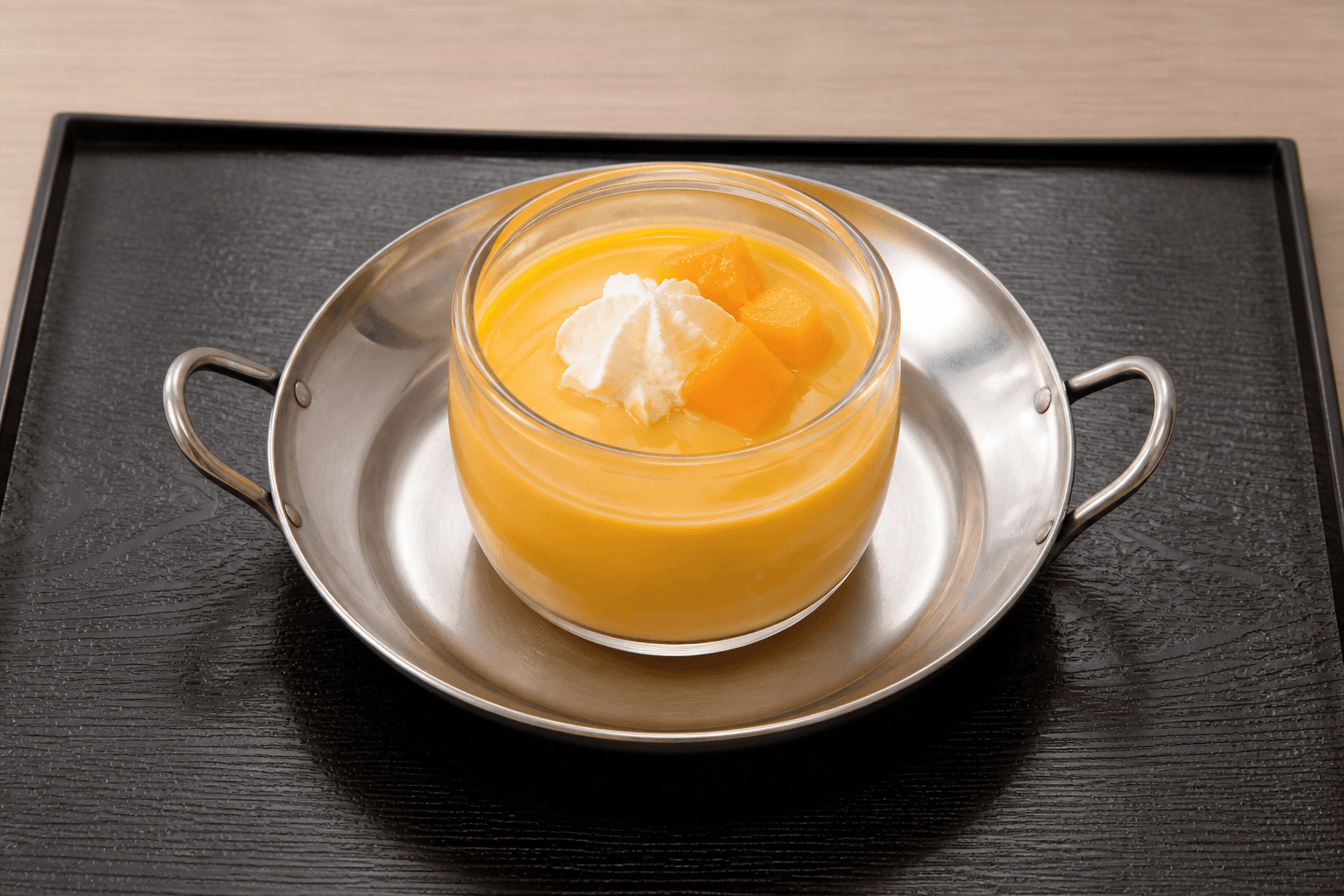 Photorealistic JP Mango pudding cup dessert menu-main p05 food image by VDAMO
