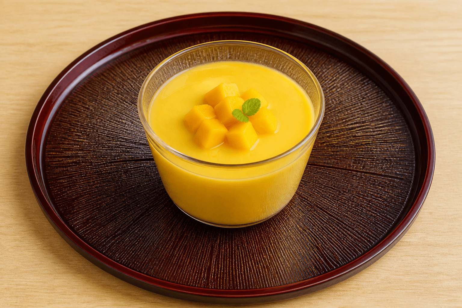 Photorealistic JP Mango pudding cup dessert menu-main p10 food image by VDAMO