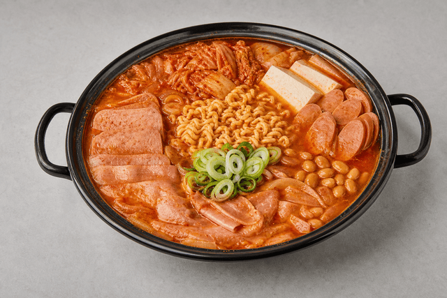 Photorealistic Korean army stew menu-main p05 food image by VDAMO