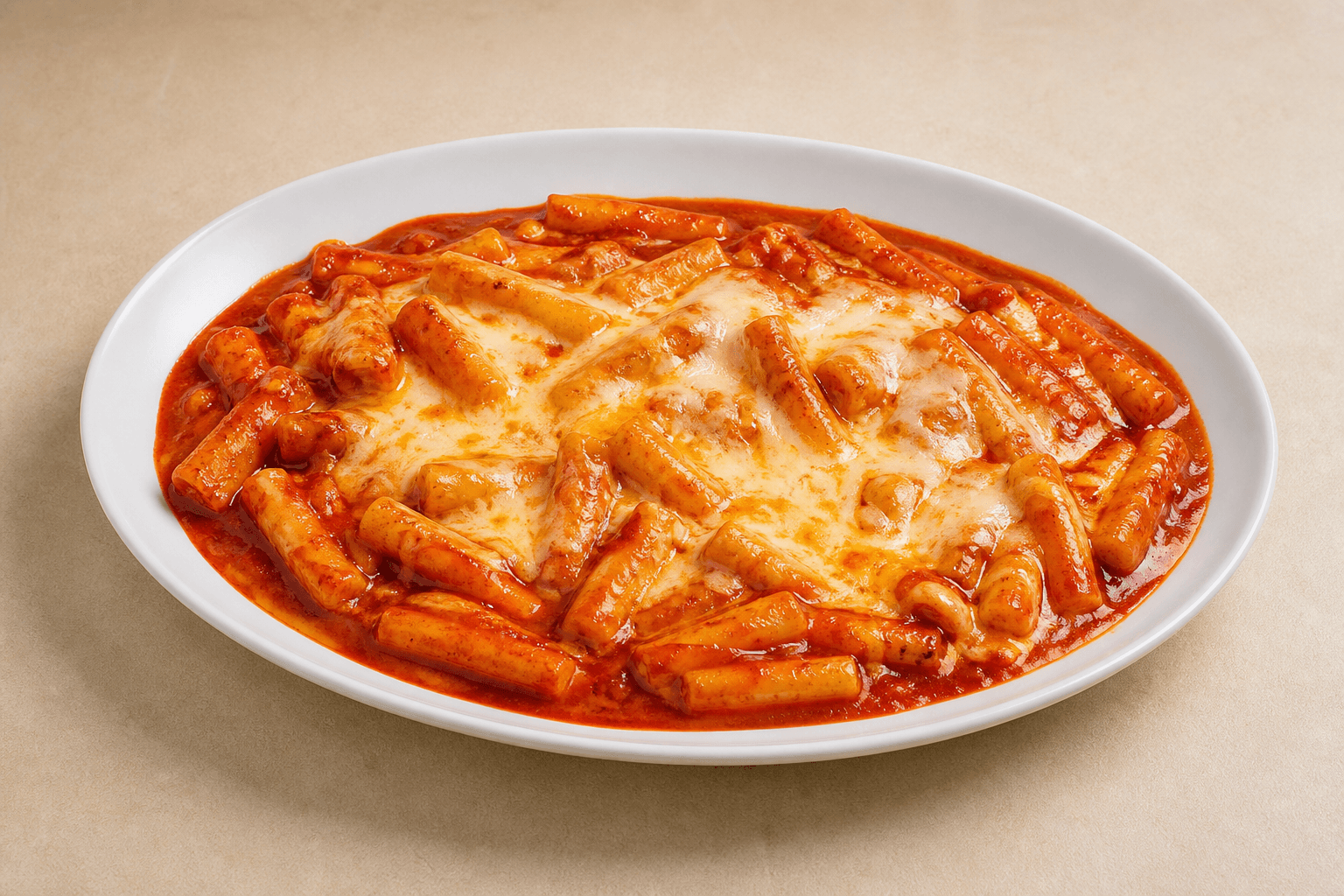 Photorealistic Cheese tteokbokki style 159 P03 food image by VDAMO
