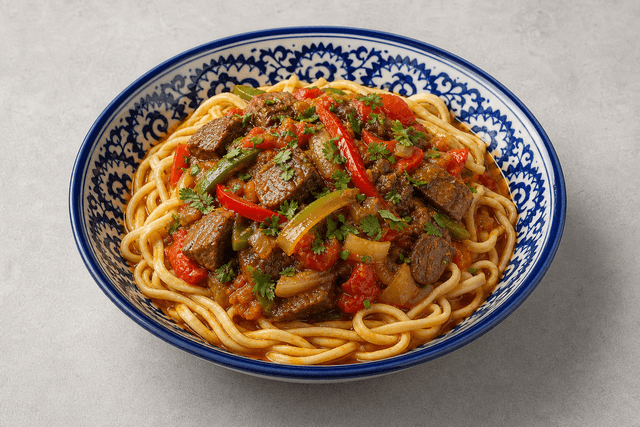 Photorealistic Central Asian lagman menu-main p10 food image by VDAMO