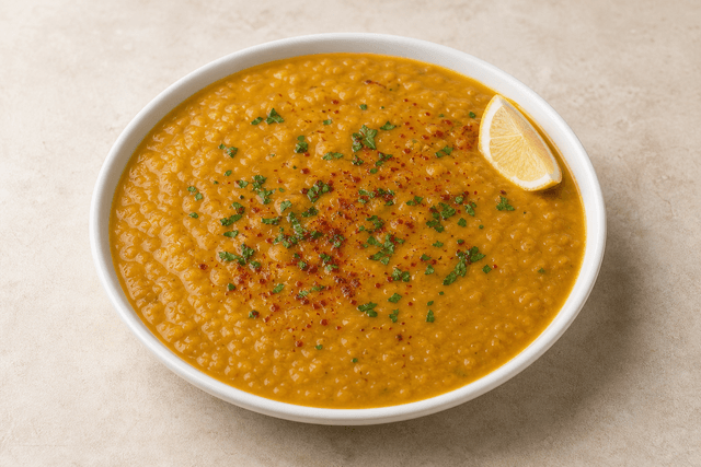 Photorealistic Middle Eastern lentil soup style 068 menu-main p04 food image by VDAMO