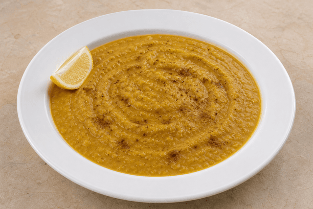 Photorealistic Middle Eastern lentil soup style 080 P01 food image by VDAMO