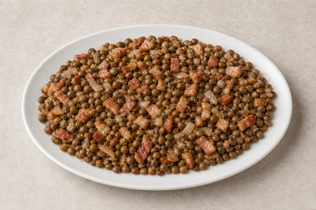 Photorealistic Grey peas with bacon menu-main p03 food image by VDAMO
