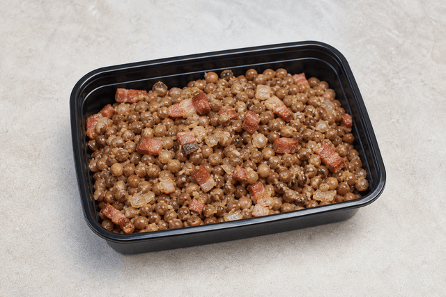 Photorealistic Grey peas with bacon menu-main p06 food image by VDAMO