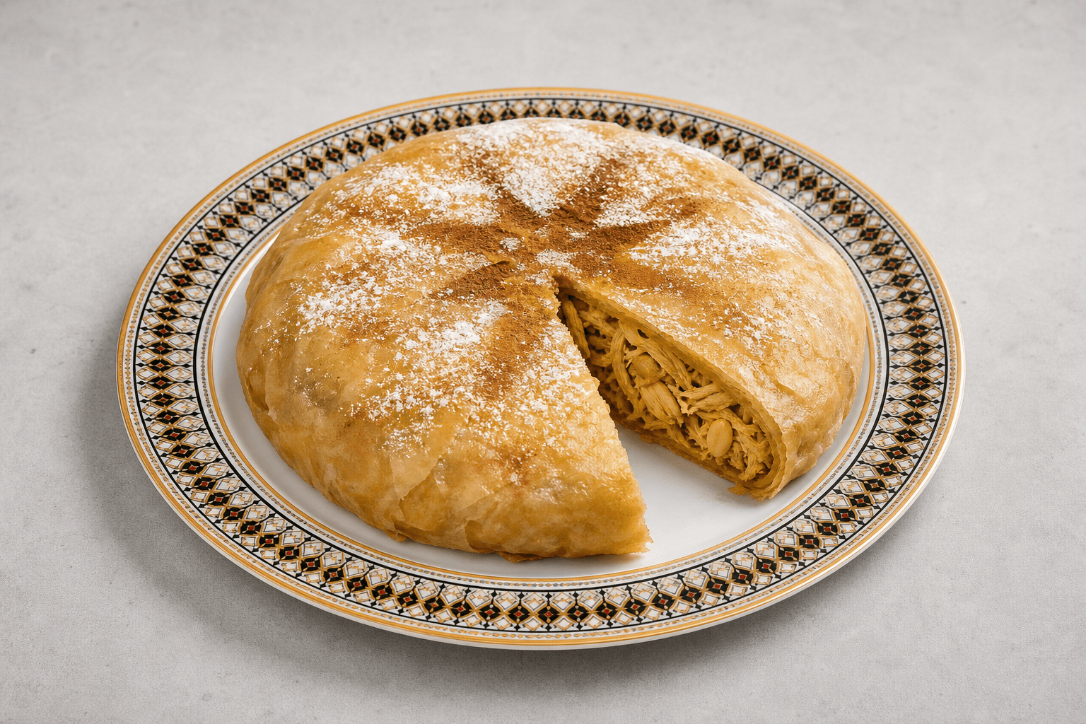 Photorealistic Chicken pastilla menu-main p04 food image by VDAMO