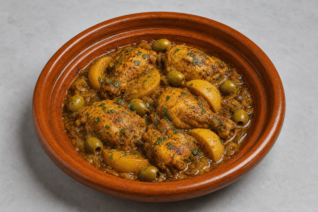 Photorealistic Moroccan chicken tagine menu-main p08 food image by VDAMO