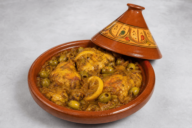 Photorealistic Moroccan chicken tagine menu-main p10 food image by VDAMO