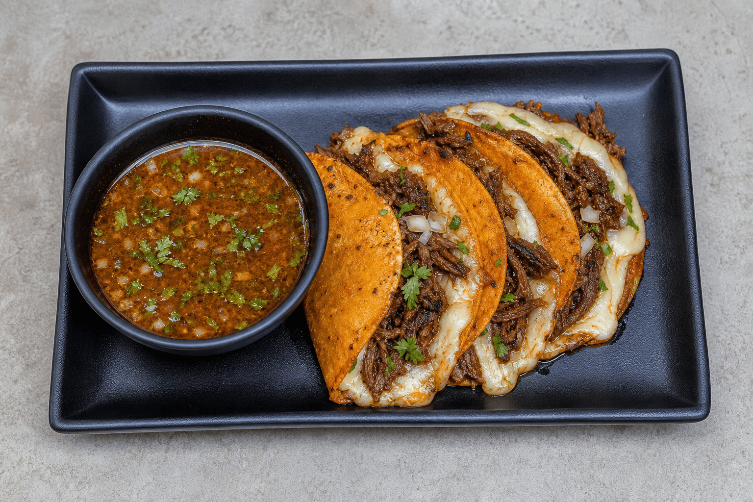 Photorealistic Quesabirria tacos P02 food image by VDAMO