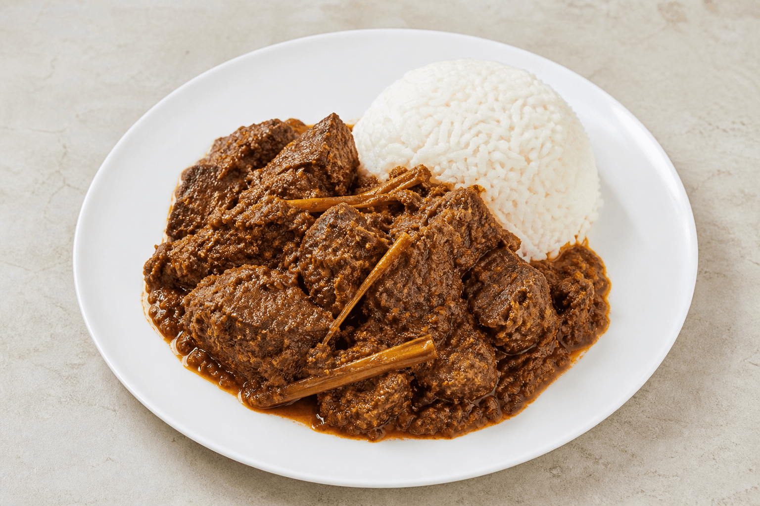 Photorealistic Malaysian beef rendang menu-main p01 food image by VDAMO