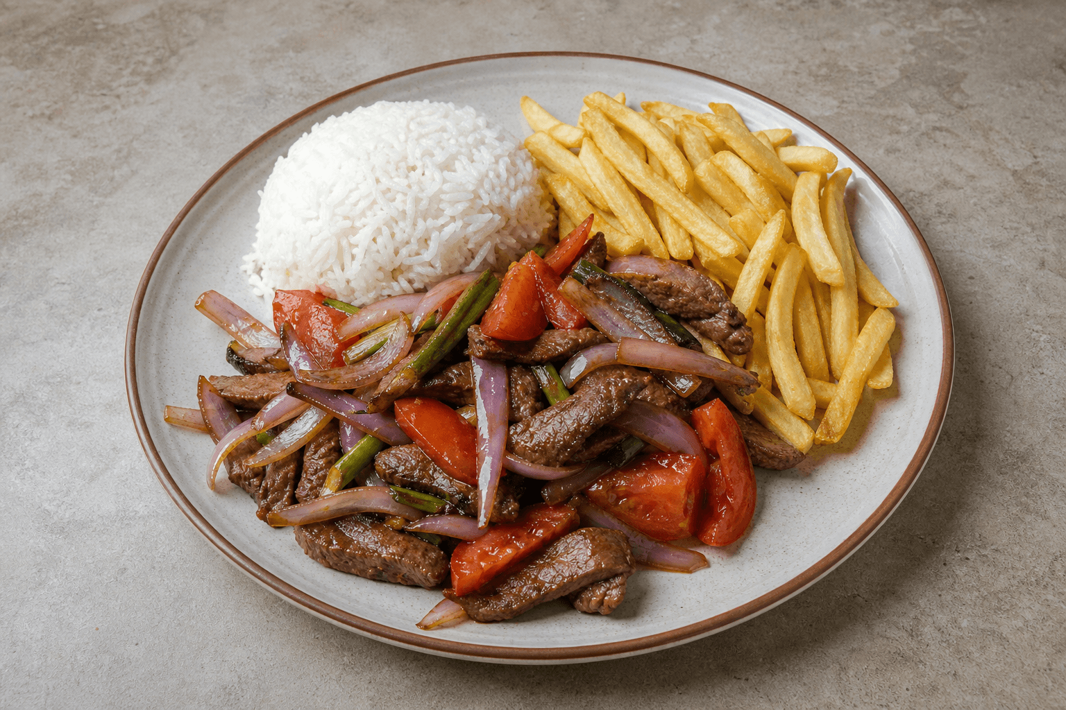Photorealistic Lomo saltado menu-main p10 food image by VDAMO