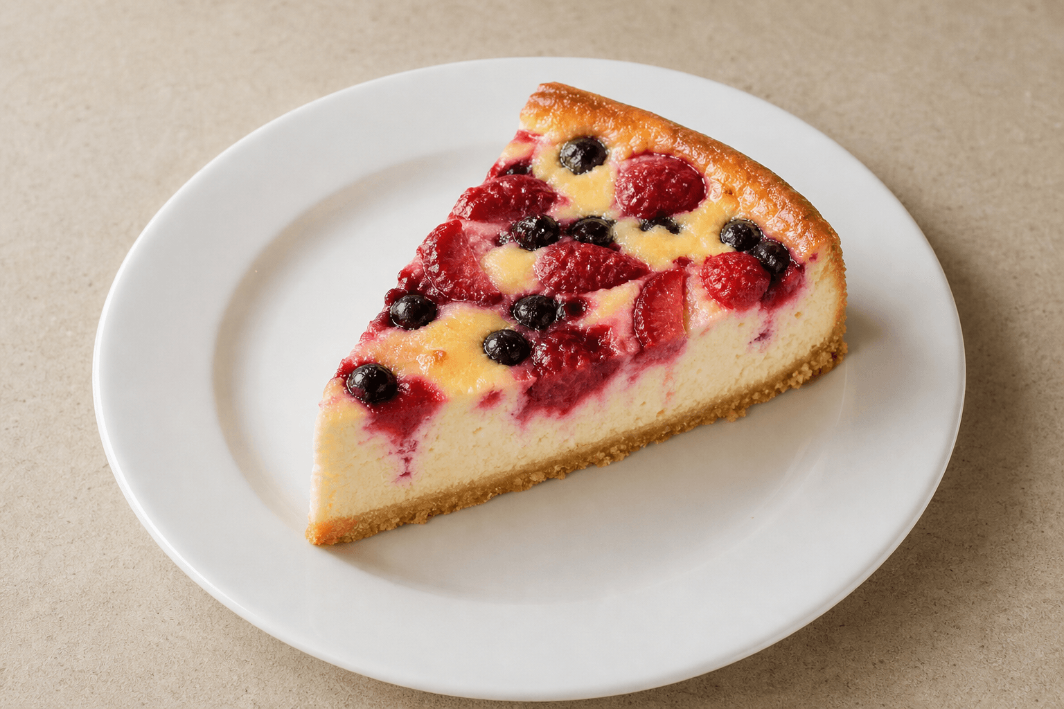 Photorealistic PL Fruit cheesecake slice dessert P01 food image by VDAMO