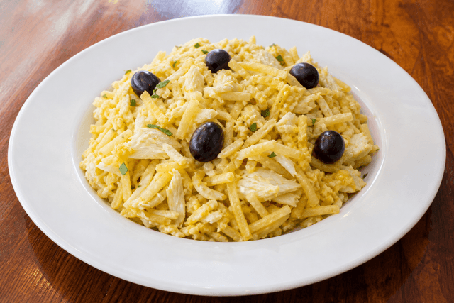 Photorealistic Bacalhau à Brás menu-main food image by VDAMO