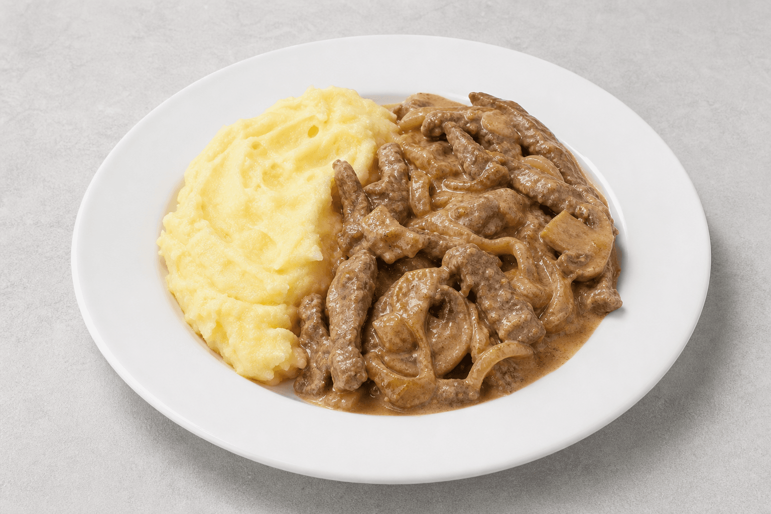 Photorealistic Russian beef stroganoff menu-main p05 food image by VDAMO