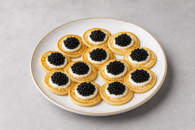 Photorealistic Blini with caviar menu-main p02 food image by VDAMO