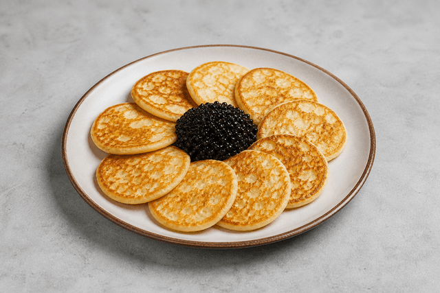 Photorealistic Blini with caviar menu-main p03 food image by VDAMO