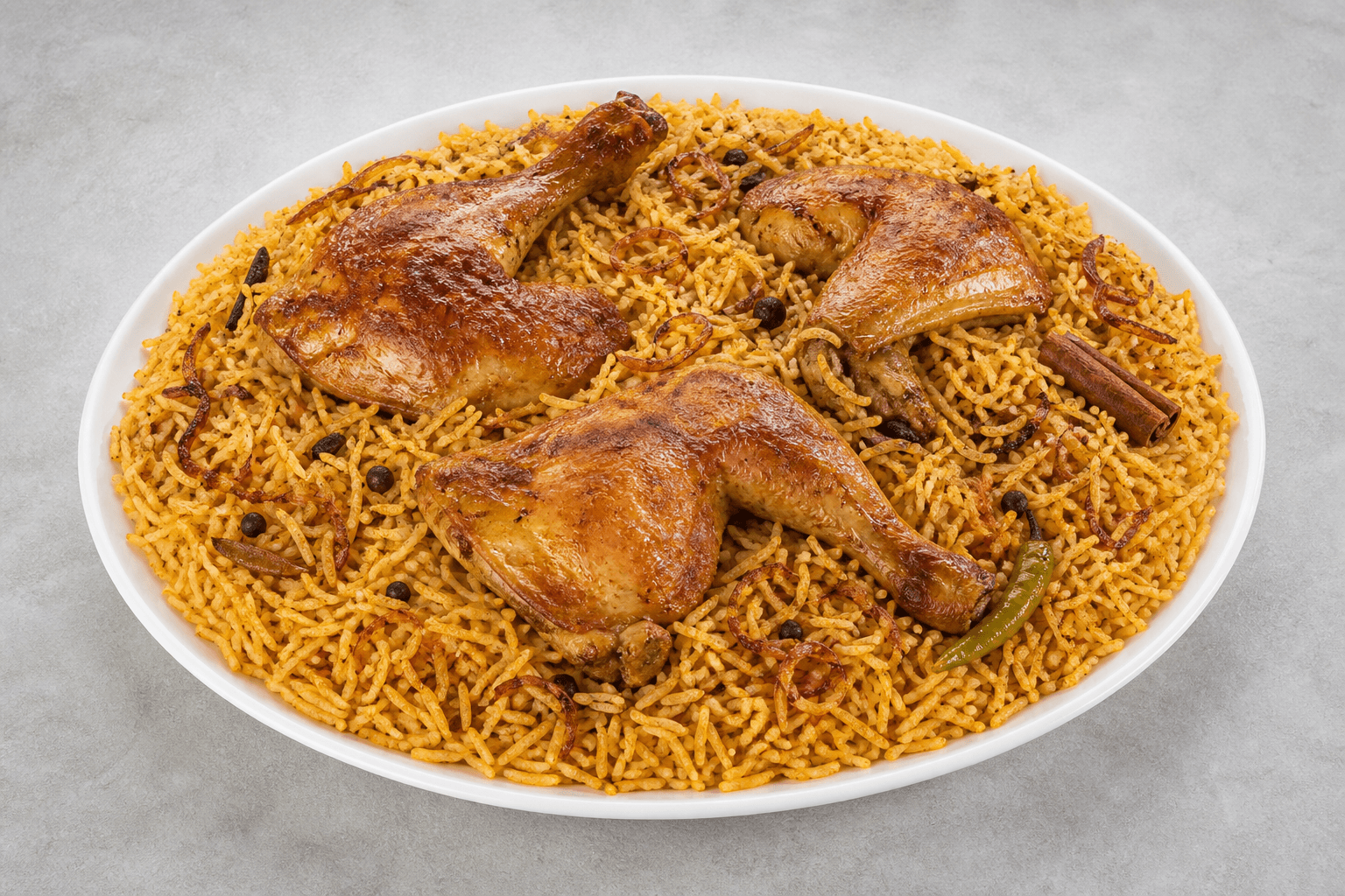 Photorealistic Saudi chicken kabsa menu-main p03 food image by VDAMO