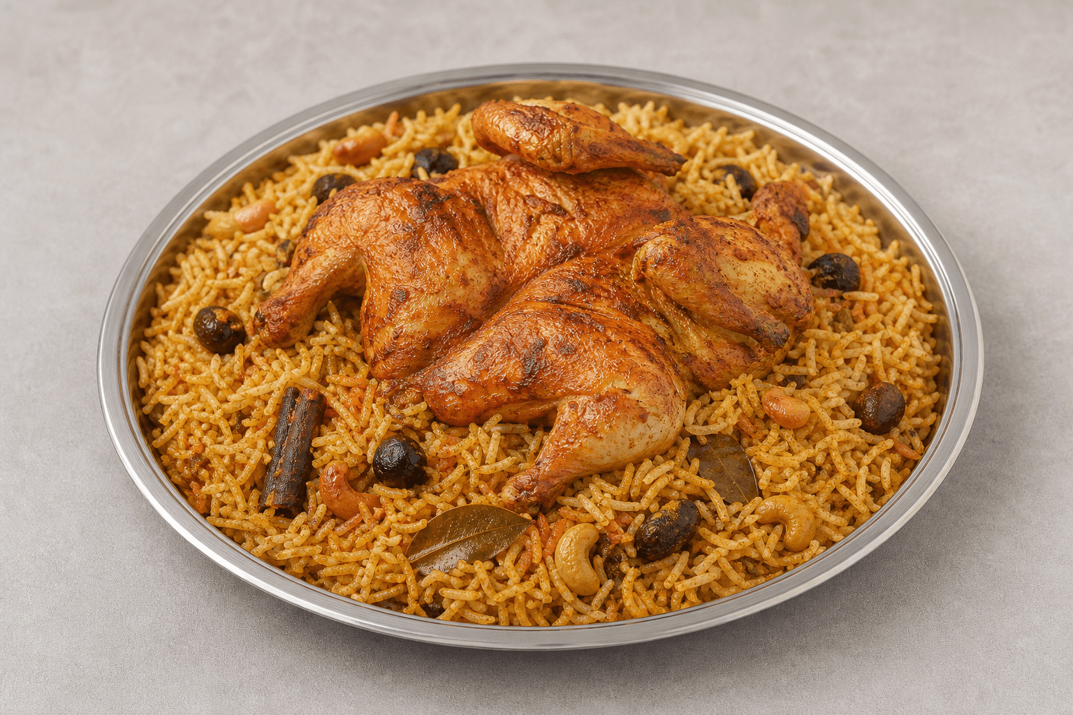 Photorealistic Saudi chicken kabsa menu-main p04 food image by VDAMO