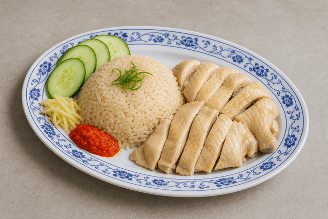 Photorealistic Hainanese chicken rice menu-main p03 food image by VDAMO