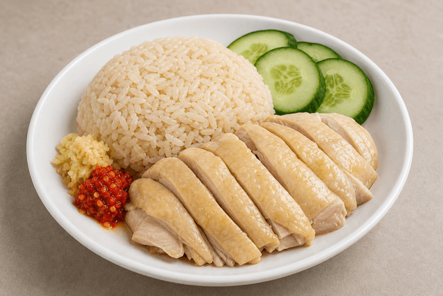 Photorealistic Hainanese chicken rice menu-main p04 food image by VDAMO