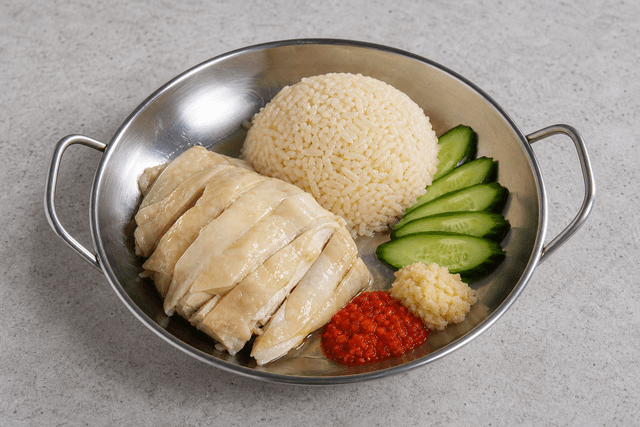 Photorealistic Hainanese chicken rice menu-main p05 food image by VDAMO