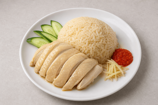 Photorealistic Hainanese chicken rice menu-main p09 food image by VDAMO