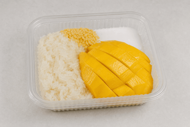 Photorealistic Mango sticky rice delivery box menu-main p03 food image by VDAMO