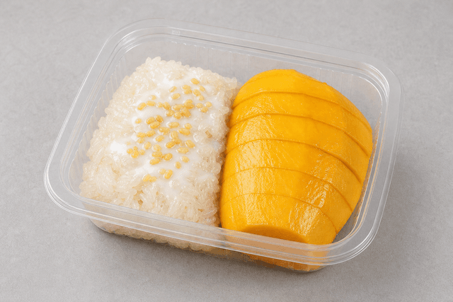 Photorealistic Mango sticky rice delivery box menu-main p04 food image by VDAMO
