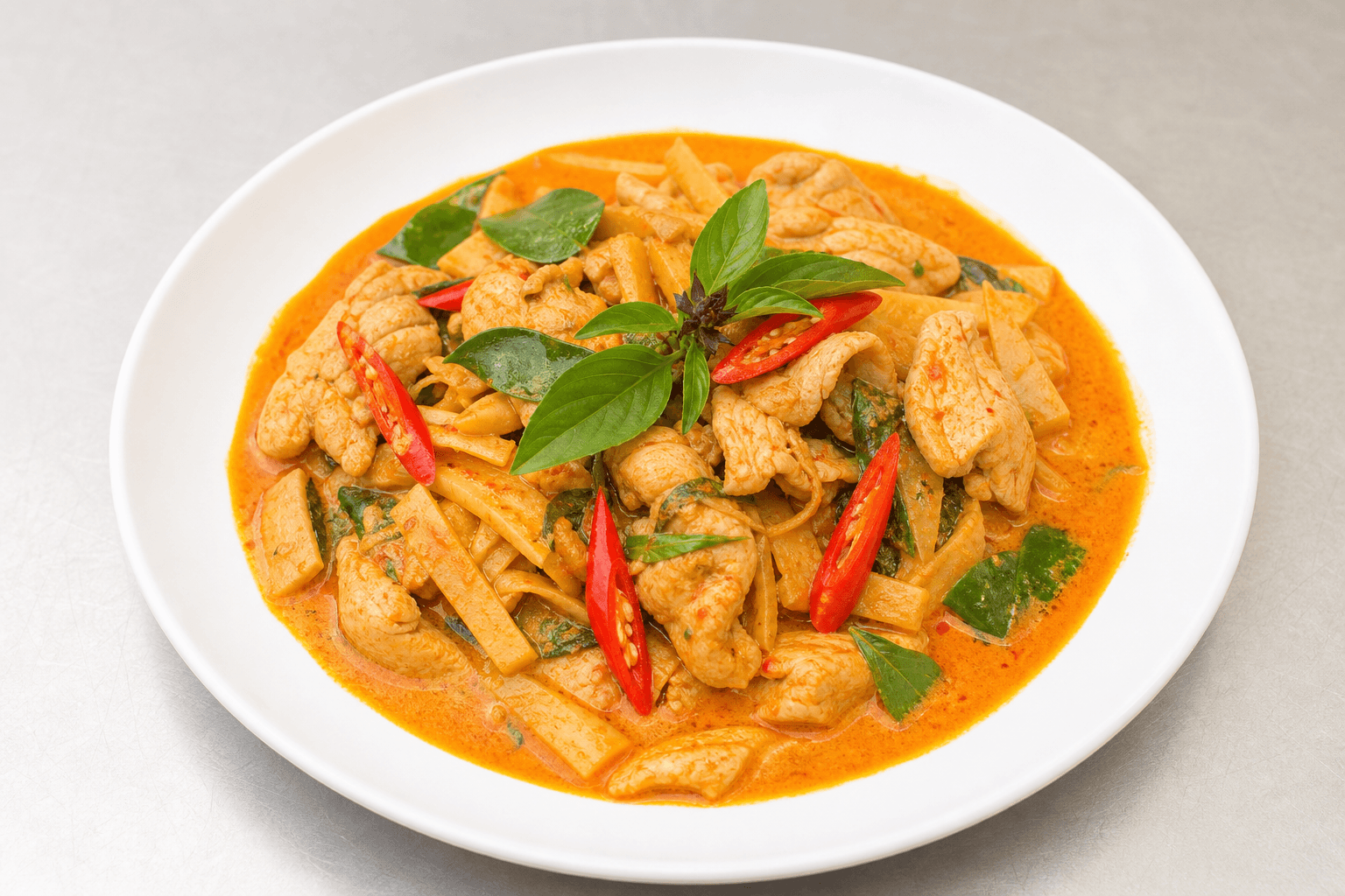 Photorealistic Thai red curry chicken menu-main p01 food image by VDAMO