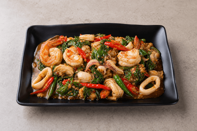 Immagine food VDAMO: Spicy basil seafood style 085 P02