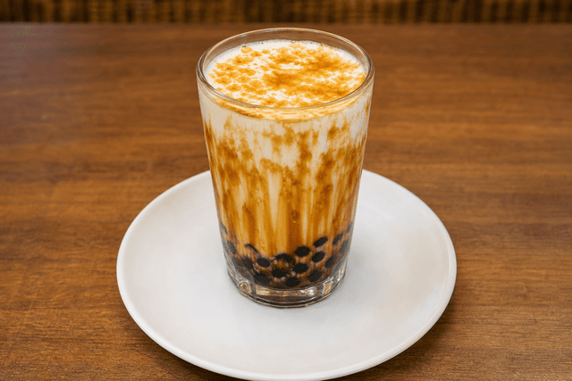Photorealistic Brown sugar boba milk menu-main food image by VDAMO